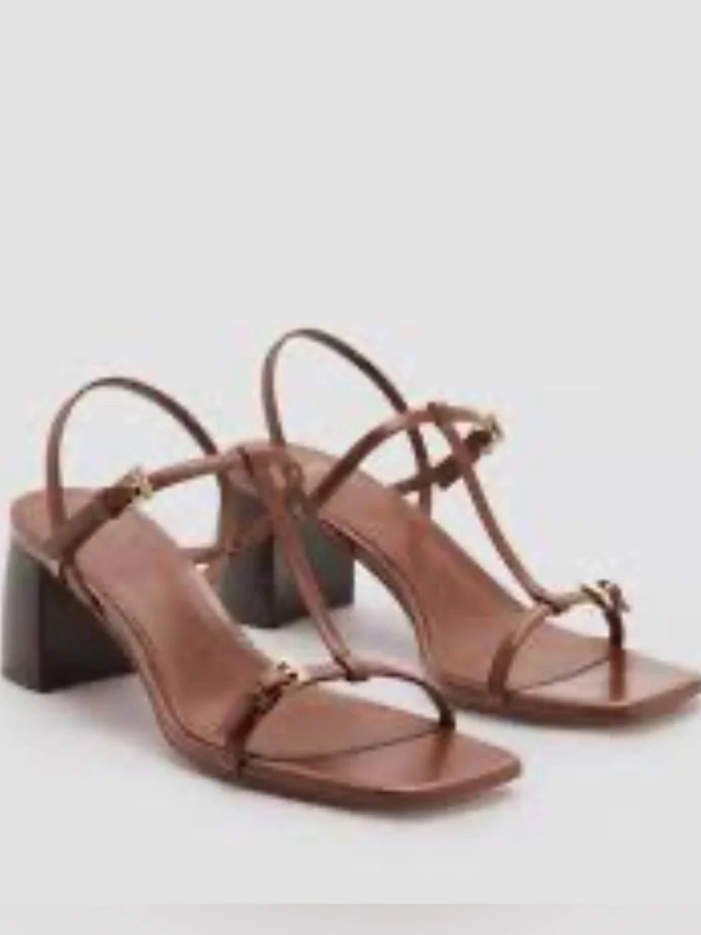 Mango Brown Oporta Strappy Block Heel Sandals NWT EUR 40